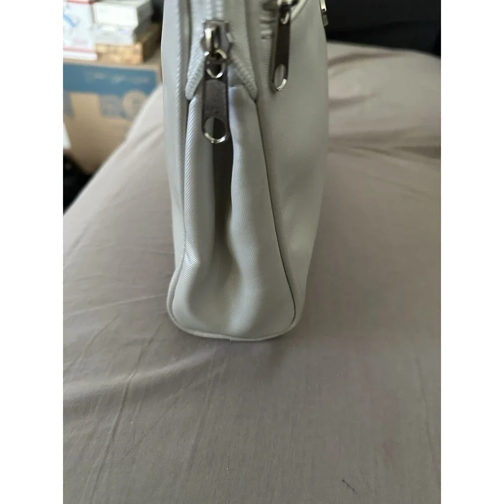 Chloe Vintage Cosmetic/jewelry Bag 12”X8”X3” Ivory Satin Finish Faux Leather